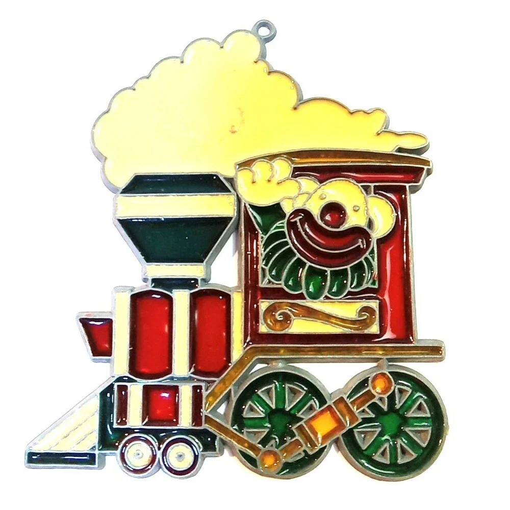Vintage Suncatcher Train Engine with Clown Conductor 4.5